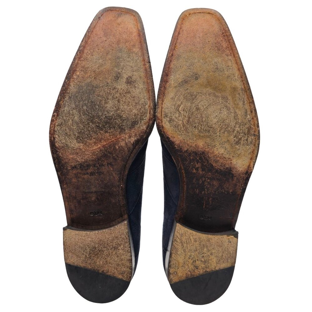 Mezlan Hoffman Men's 8.5M Blue Suede Leather Wingtip Oxfords Dress Shoes Spain - Picture 4 of 9